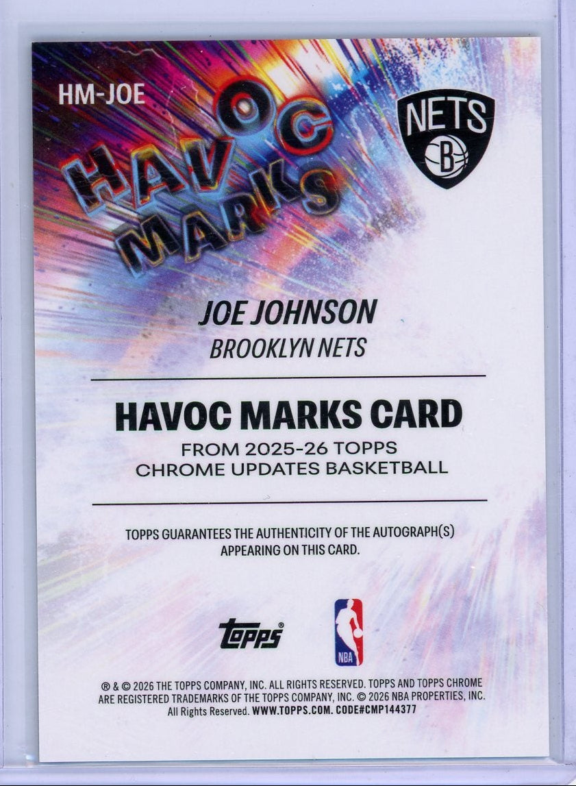 Joe Johnson 2025-26 Topps Chrome Update Gold Geometric Havoc Marks Auto #'d 21/50