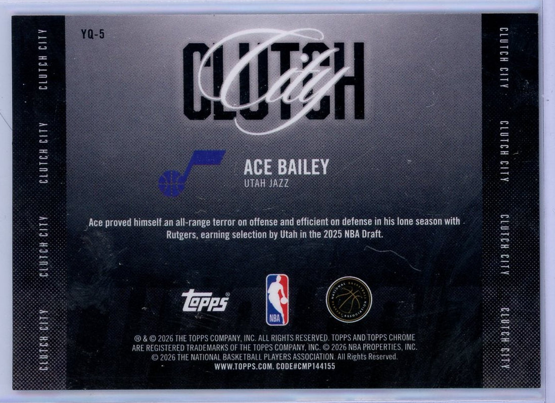 Ace Bailey 2025-26 Topps Chrome Update Purple Geometric Clutch City Refractor #'d 28/75