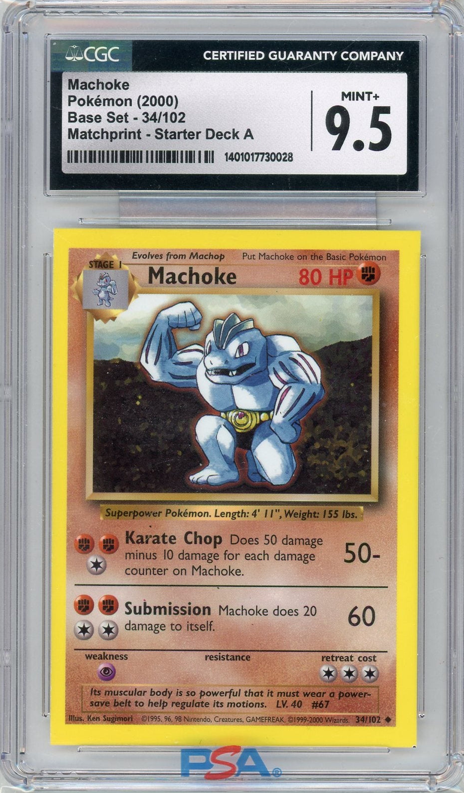 Machoke 2000 Pokemon Base Set Matchprint - Starter Deck A #34/102 CGC 9.5