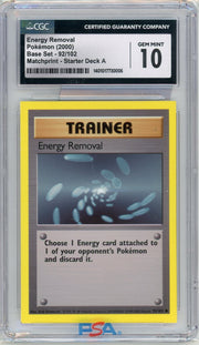 Energy Removal 2000 Pokemon Base Set Matchprint - Starter Deck A #92/102 CGC 10