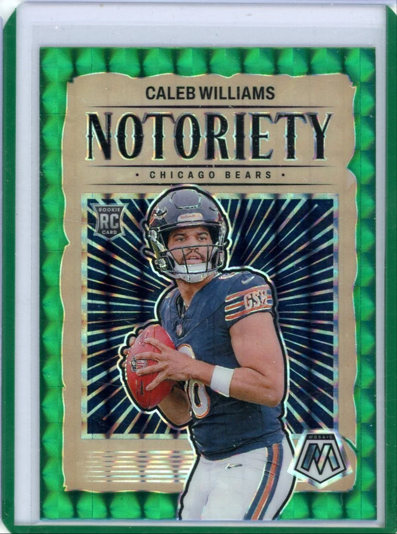 Caleb Williams 2024 Panini Mosaic Notoriety green prizm rookie card