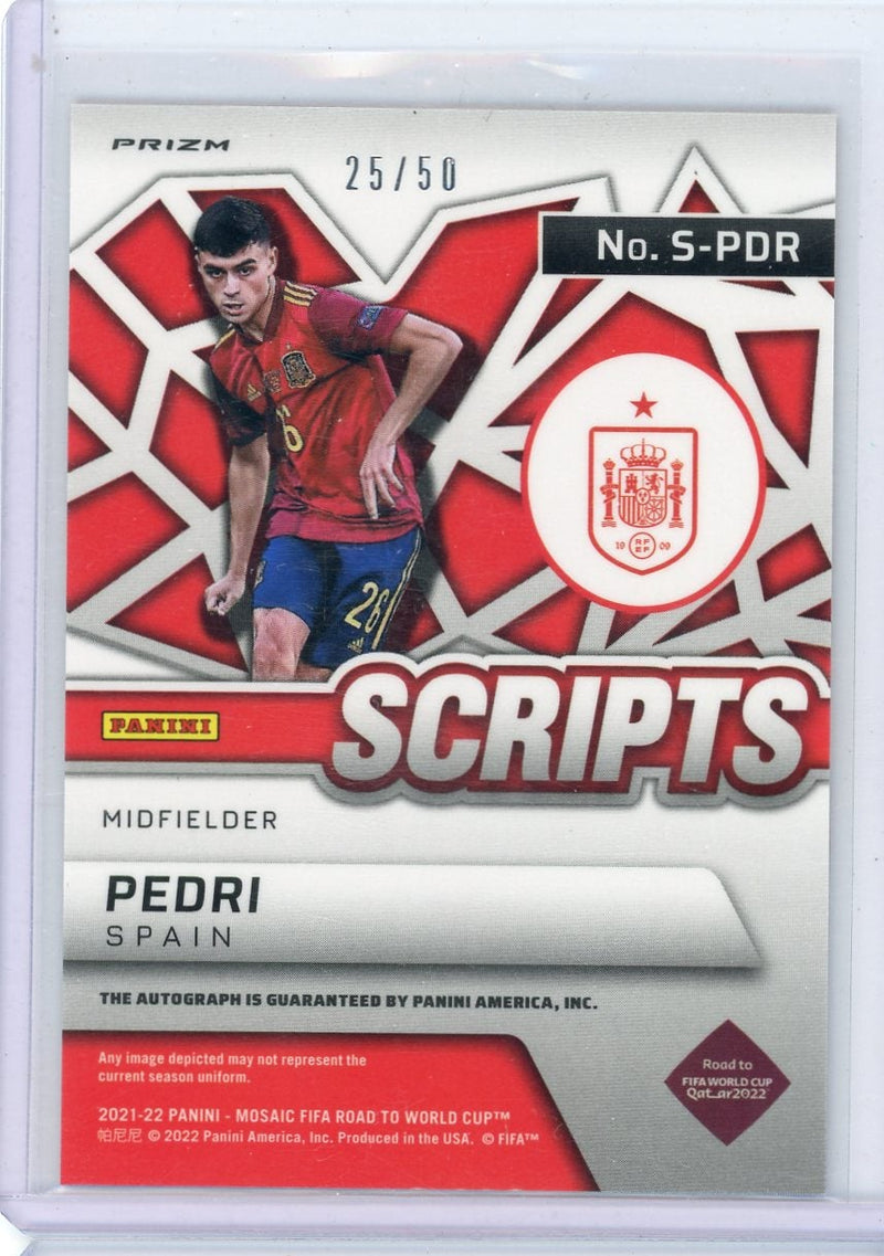 Pedri 2021-22 Panini Mosaic FIFA Road to World Cup autograph orange fluorescent 