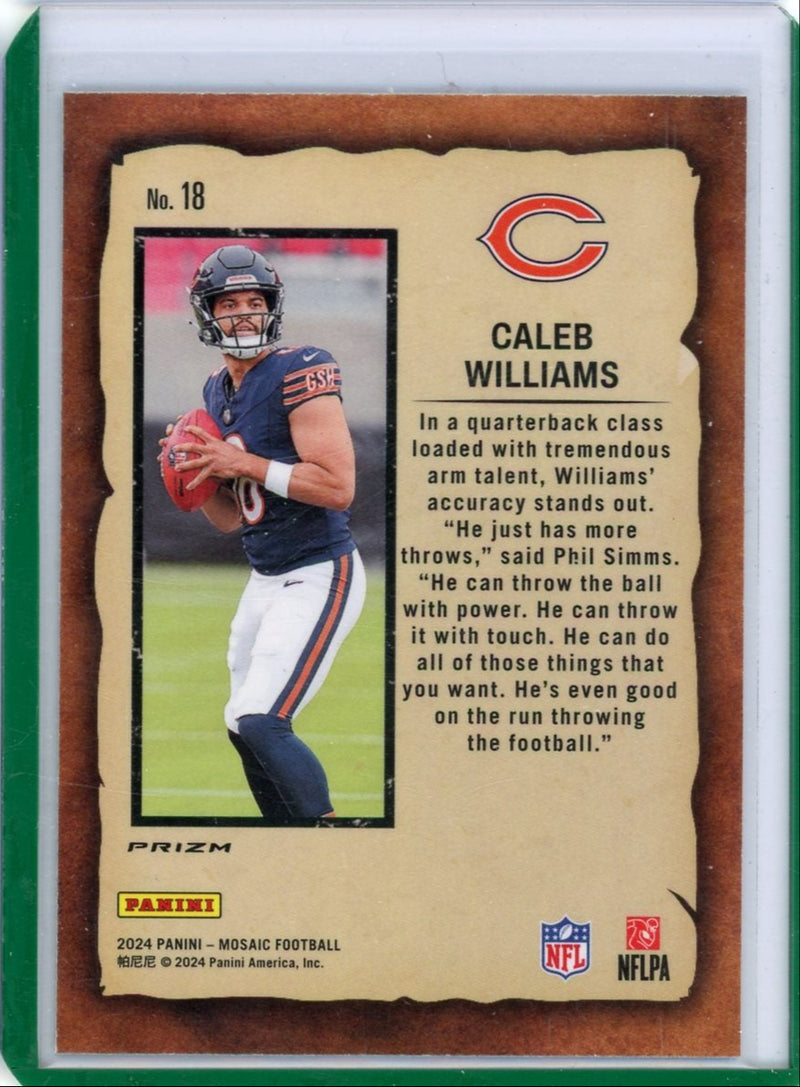 Caleb Williams 2024 Panini Mosaic Notoriety green prizm rookie card