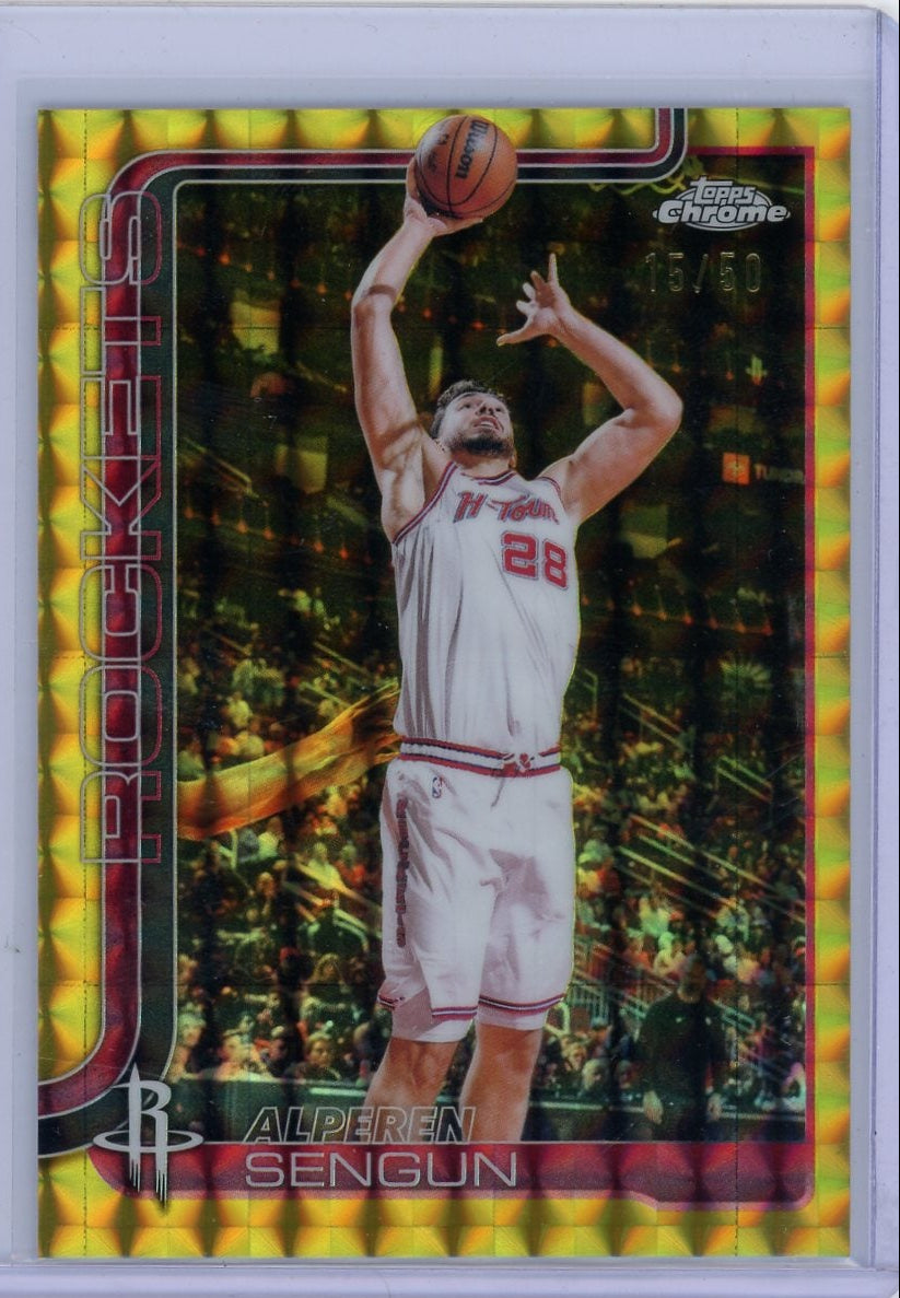 Alperen Sengun 2025-26 Topps Chrome Update Gold Geometric Refractor #'d 15/50