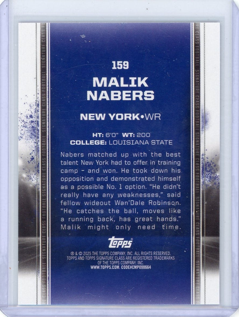 Malik Nabers 2024 Topps Signature Class rookie card purple 