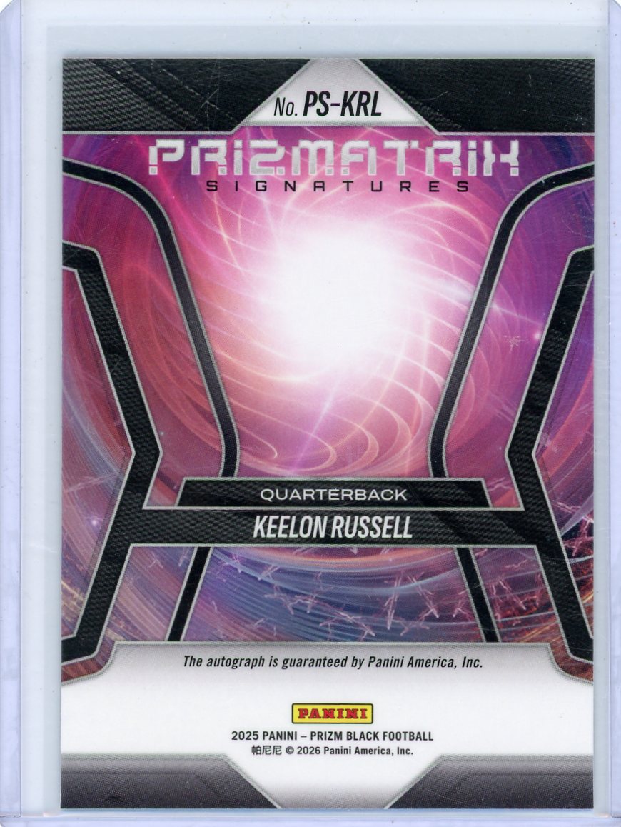 Keelon Russell 2025 Panini Prizm Black Prizmatrix Signatures Base Auto