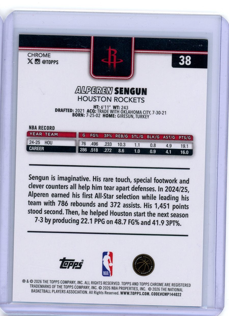 Alperen Sengun 2025-26 Topps Chrome Update Gold Geometric Refractor #'d 15/50