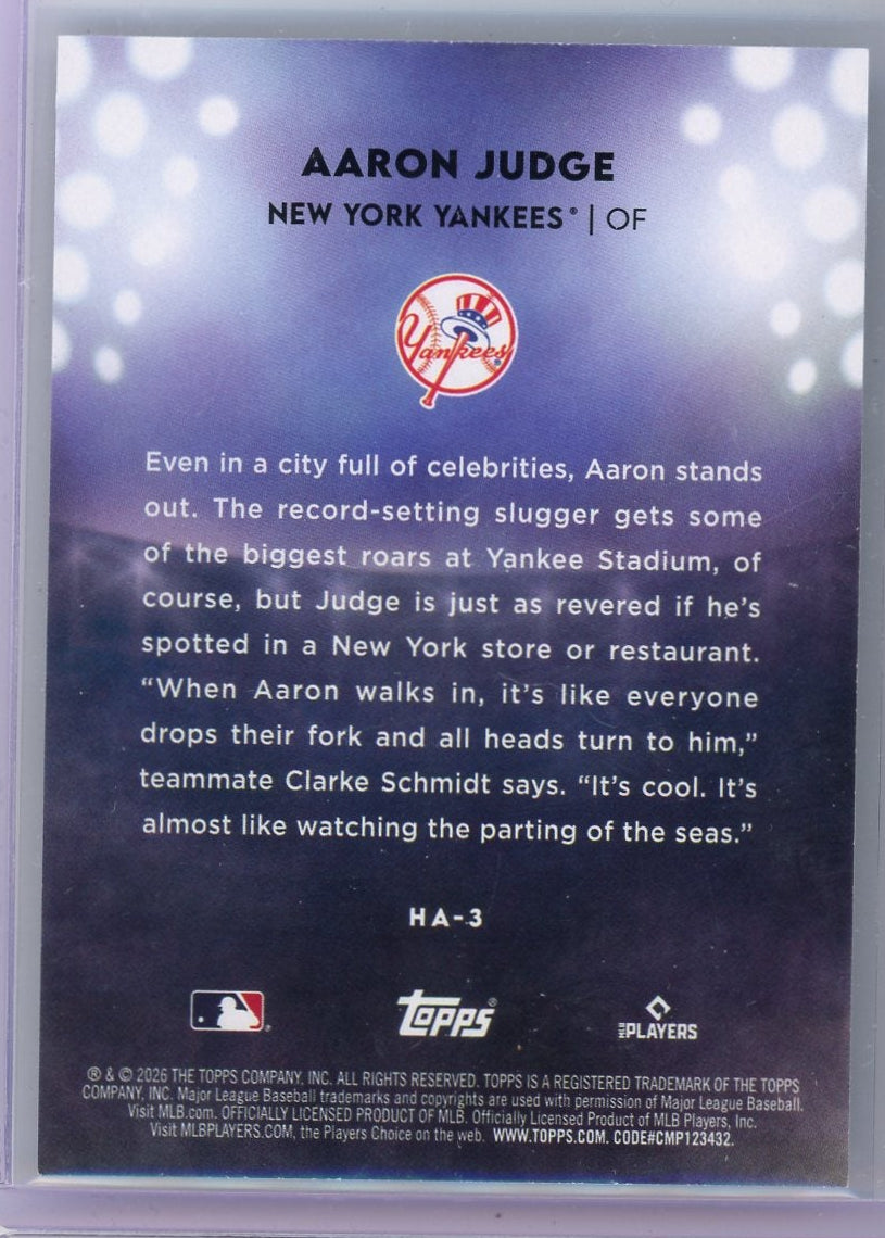 Aaron Judge 2026 Topps Series 1 Home Field Advantage SSP
