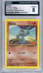 Machop 2000 Pokemon Base Set Matchprint - Starter Deck A #52/102 CGC 8