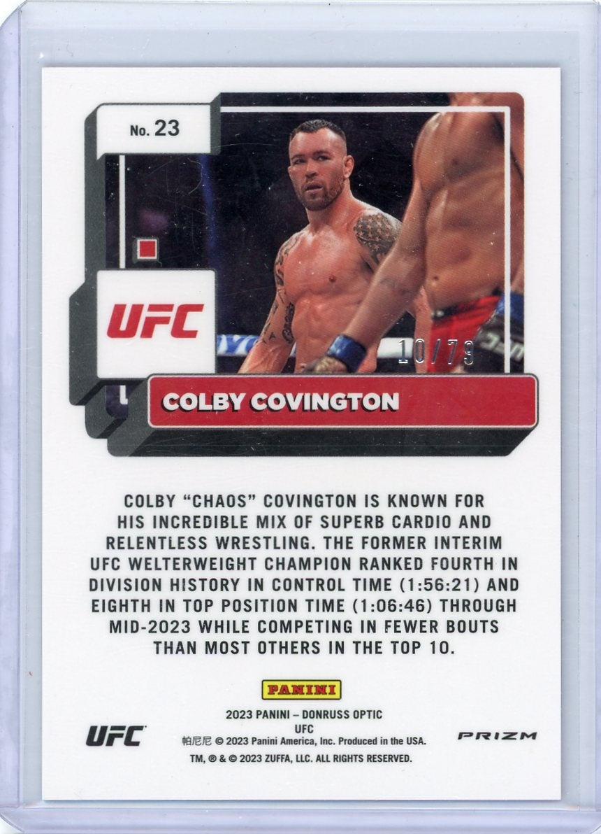 Colby Covington 2023 Panini Donruss Optic pink velocity prizm #'d 10/79