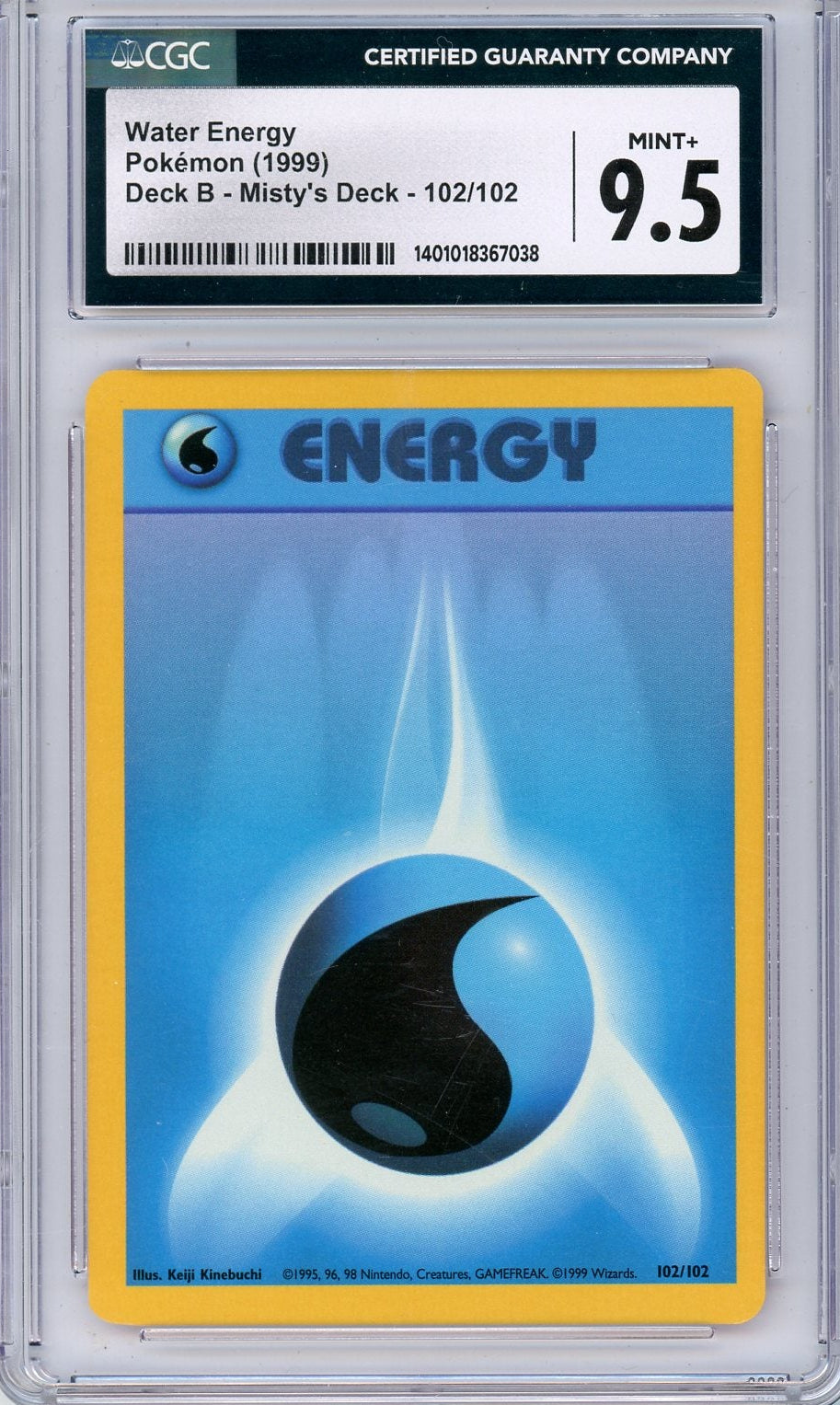 Water Energy 1999 Pokemon Base Set Misty's Deck B #102/102 CGC 9.5