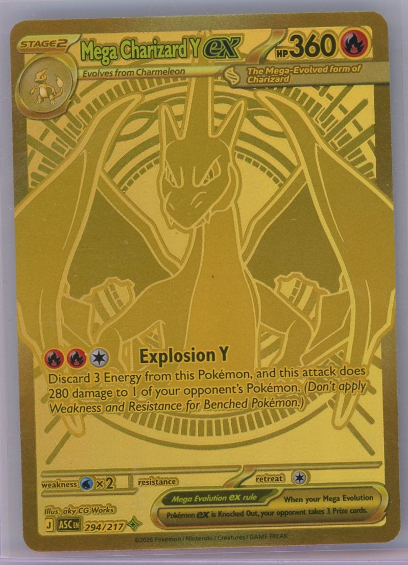 Mega Charizard Y ex Pokémon Ascended Heroes Gold Mega Hyper Rare #294/217
