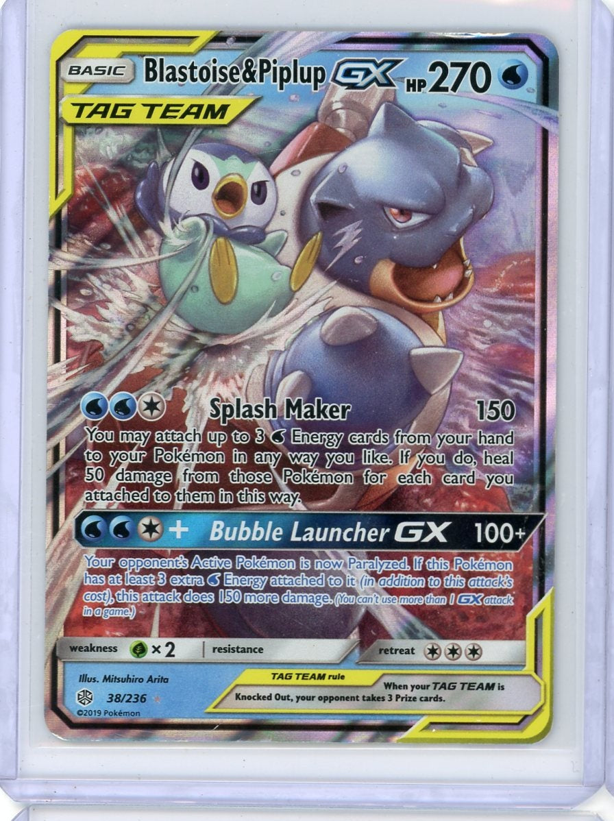 Blastoise & Piplup GX 2019 Pokemon Cosmic Eclipse #38/236