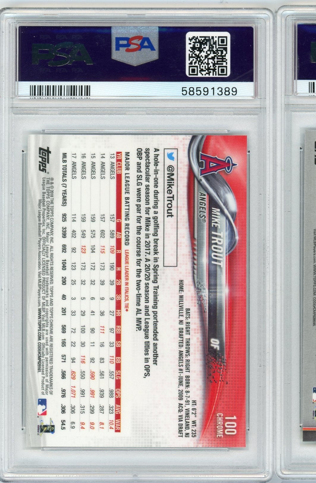 Mike Trout 2018 Topps Chrome Batting PSA 10
