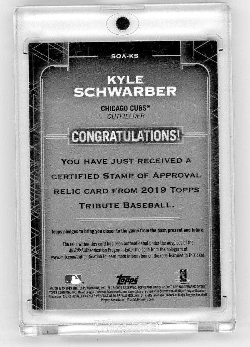 Kyle Schwarber 2019 Topps Tribute Stamp of Approval relic red 