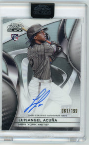 Luisangel Acuna 2025 Topps Chrome Black Rookie Refractor Auto #'d 061/199