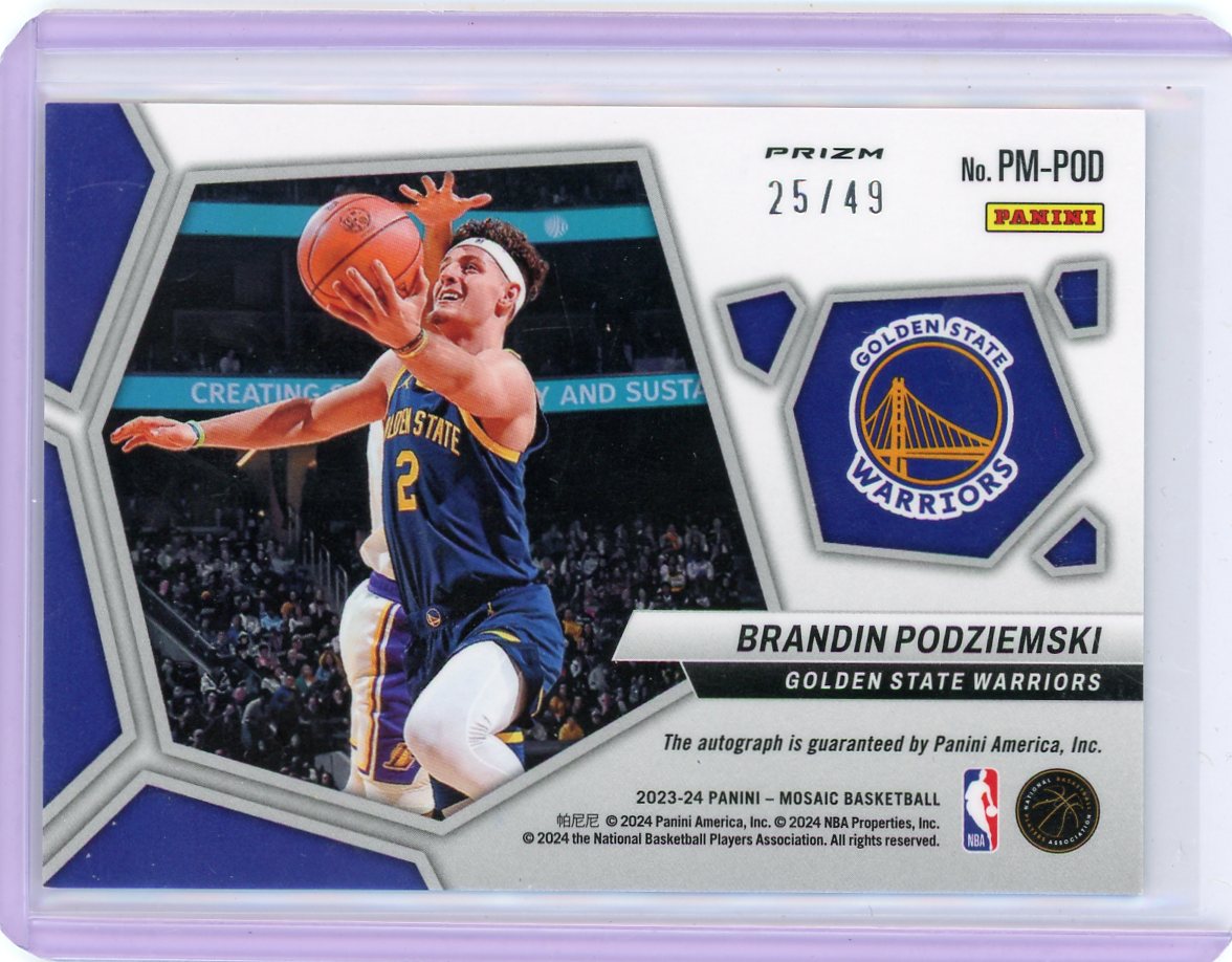 Brandin Podziemski 2023-24 Panini Mosaic Pictographs Auto-Blue #’d 25/49
