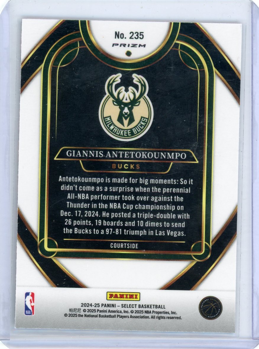 Giannis Antetokounmpo 2024-25 Panini Select Tiger Prizm