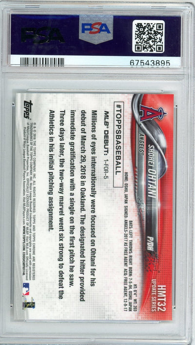 Shohei Ohtani 2018 Topps Chrome Update rookie card PSA 9