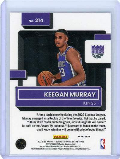Keegan Murray 2022-23 Panini Donruss Optic silver prizm rookie card