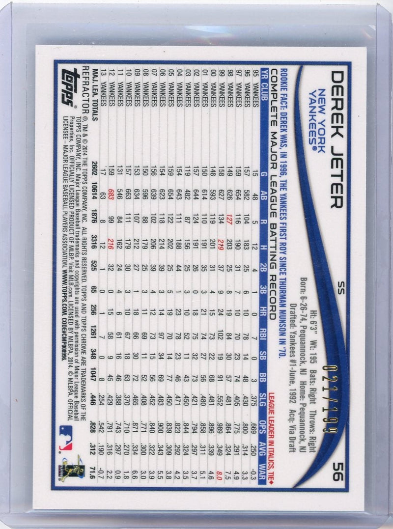 Derek Jeter 2014 Topps Chrome light blue refractor 