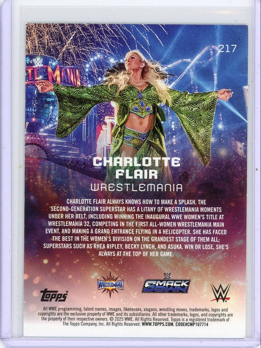 Charlotte Flair Smackdown 2025 Topps Universe WWE Event Variation Purple Glass #'d 263/399