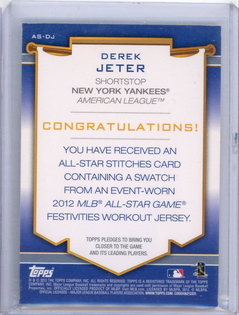 Derek Jeter 2012 Topps All-Star Game game-used relic