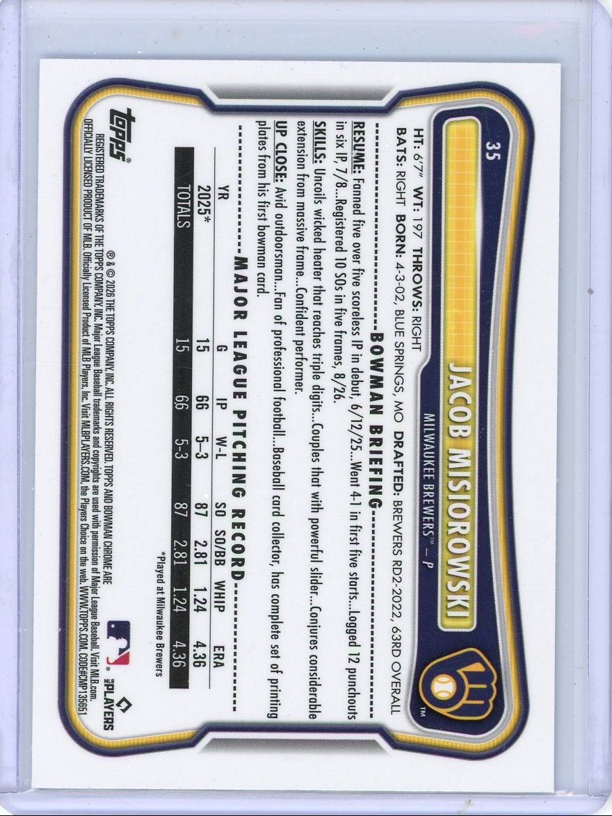 Jacob Misiorowski 2026 Bowman RC Mojo Refractor