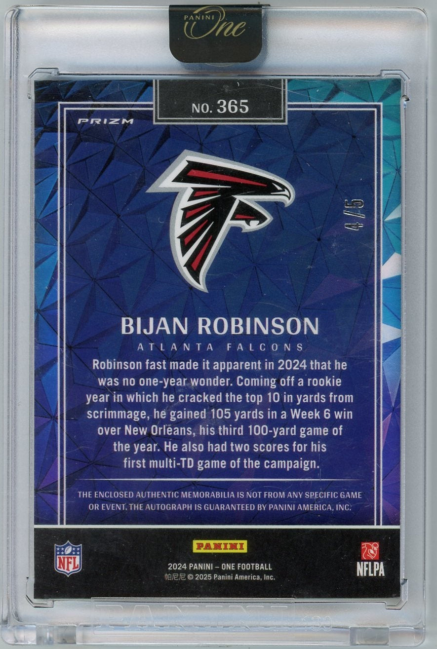 Bijan Robinson 2024 Panini One Wonderful Ones RPA #'d 4/5