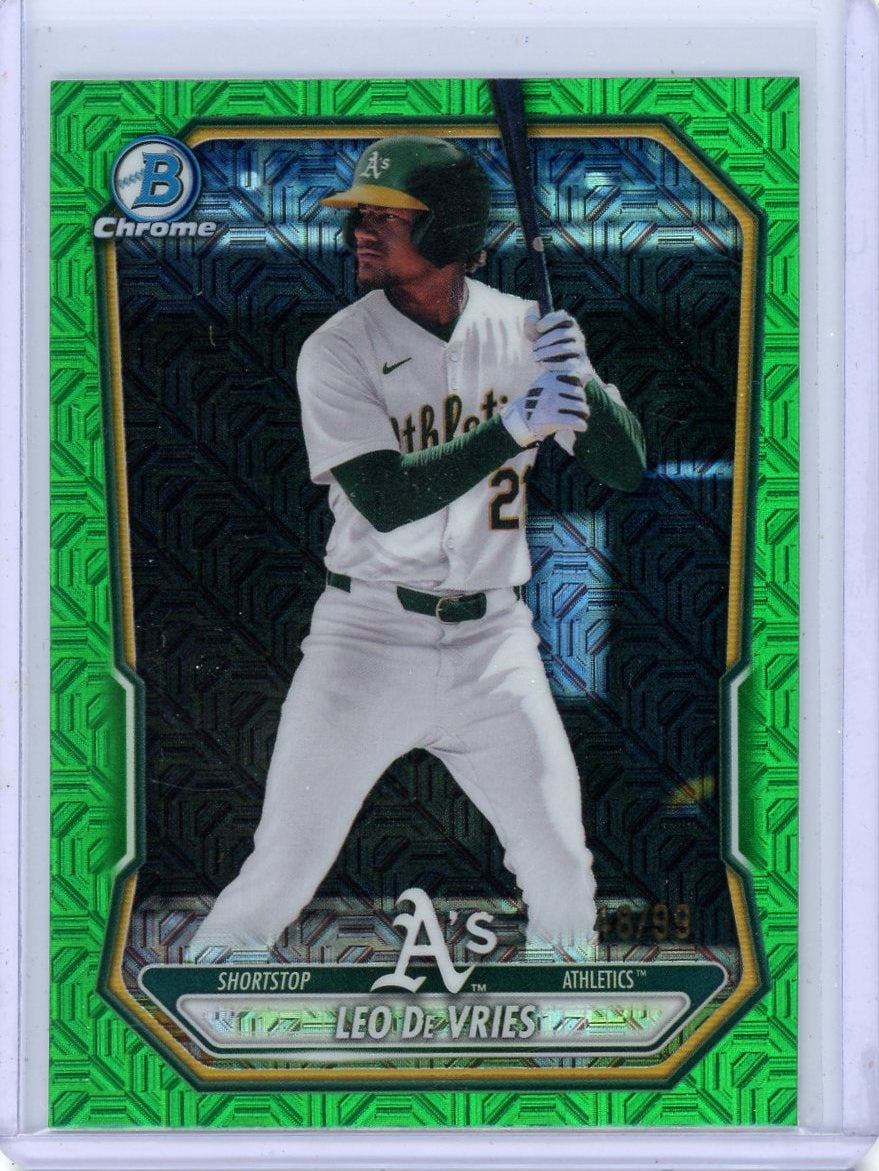 Leo De Vries 2026 Bowman Chrome Prospects Green Mojo Refractor #'d 48/99
