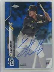 Trent Grisham 2020 Topps Chrome autograph blue refractor rookie card #'d 030/150