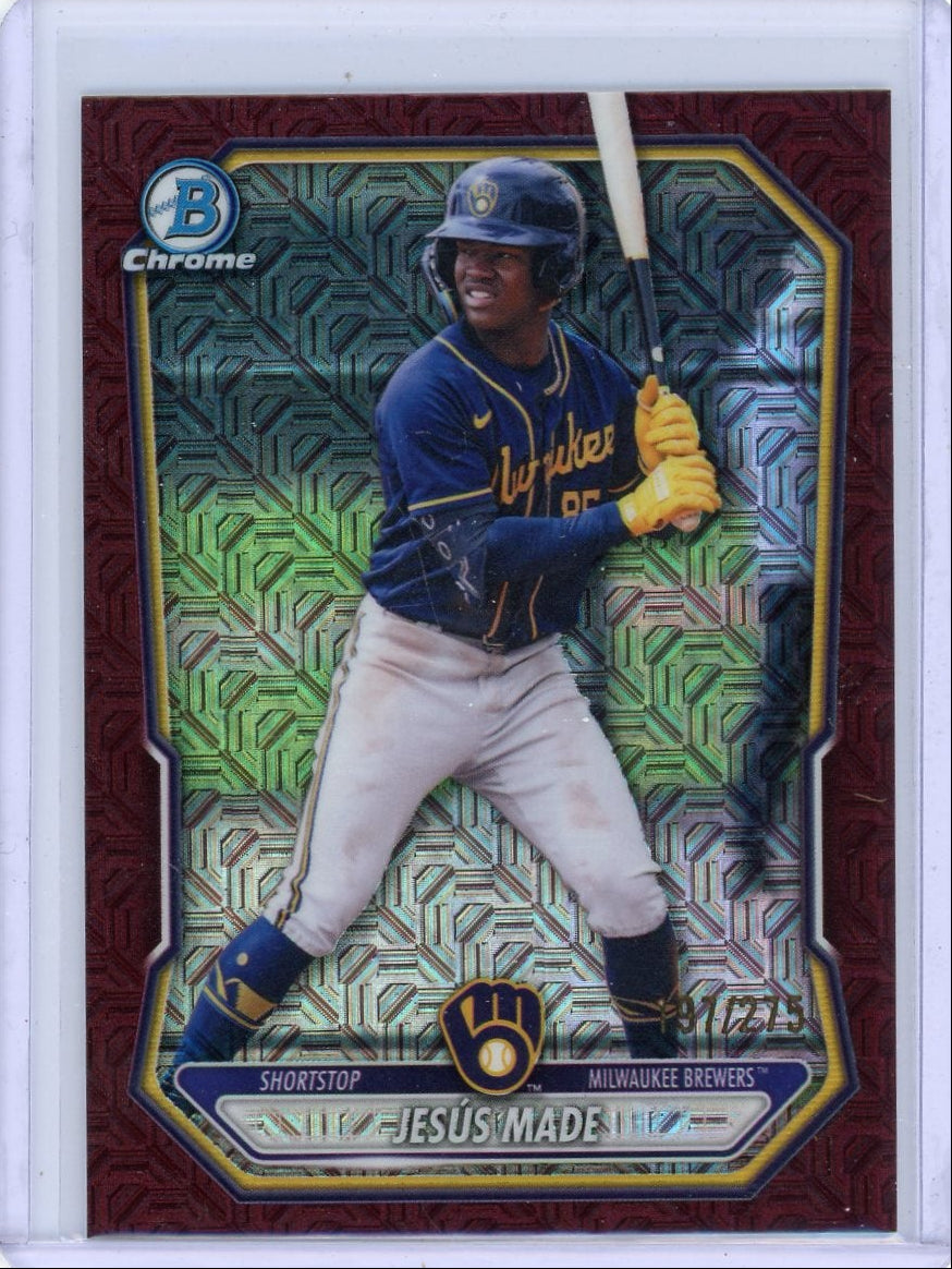 Jesús Made 2026 Bowman Chrome Prospects Burgundy Mojo Refractor #'d 197/275