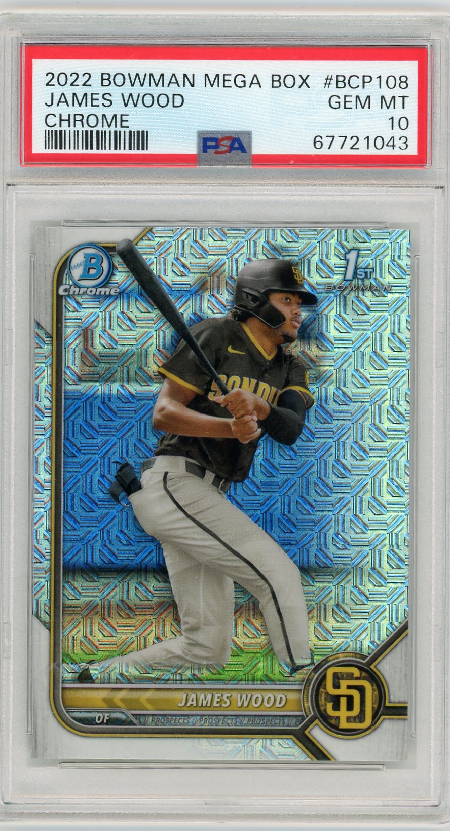 James Wood 2022 Bowman Chrome 1st Mojo Refractor PSA 10