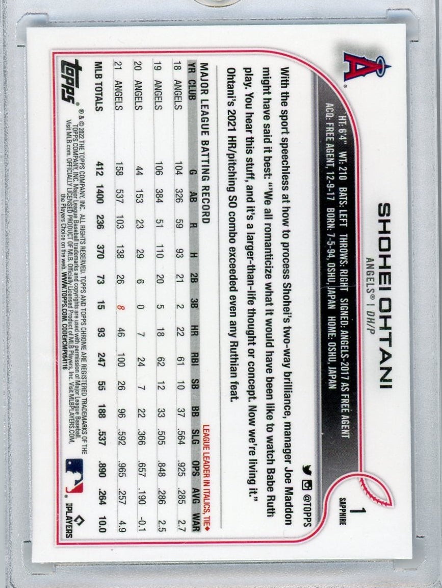 Shohei Ohtani 2022 Topps Chrome Sapphire #1
