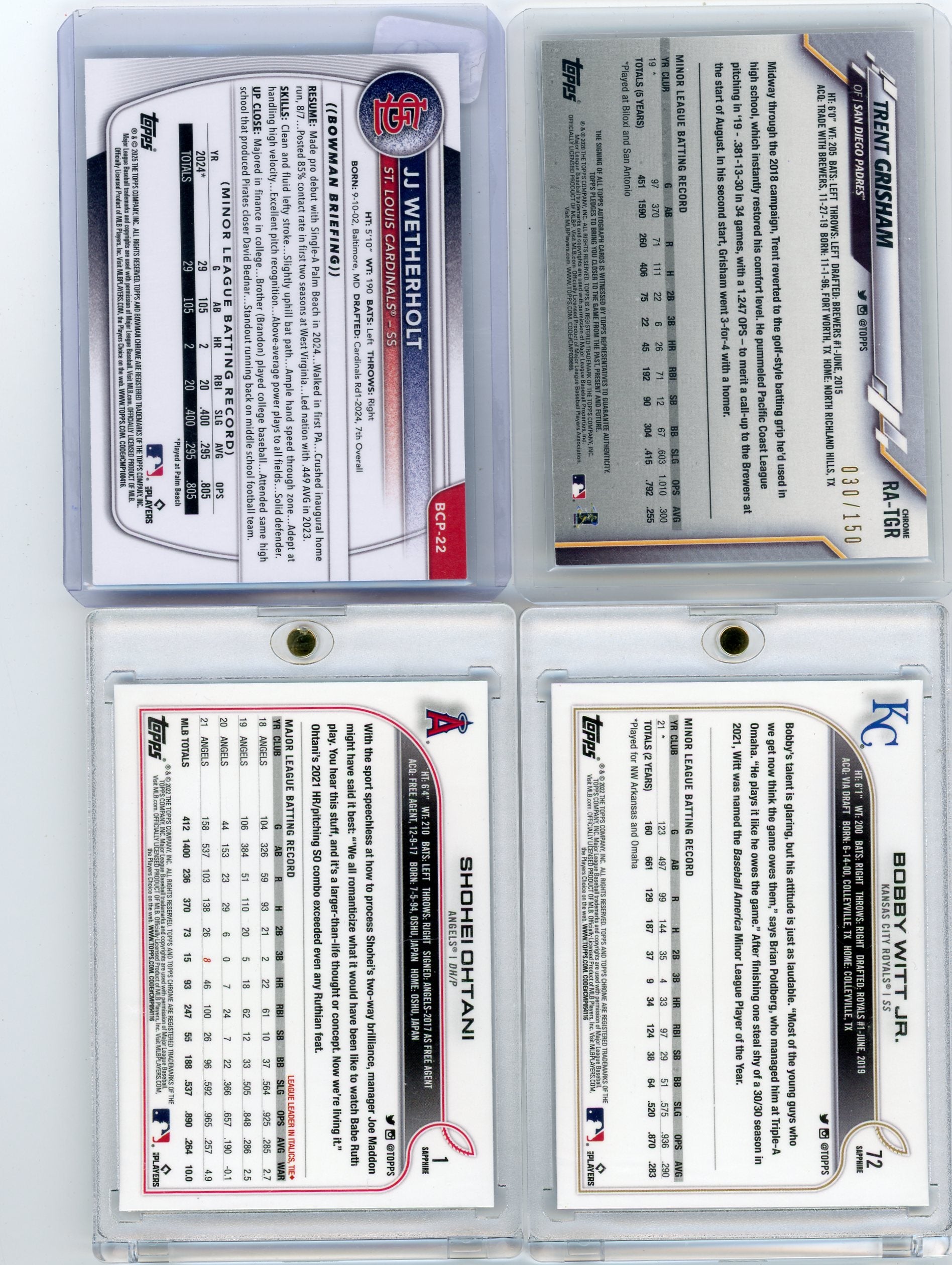 Trent Grisham 2020 Topps Chrome autograph blue refractor rookie card #'d 030/150