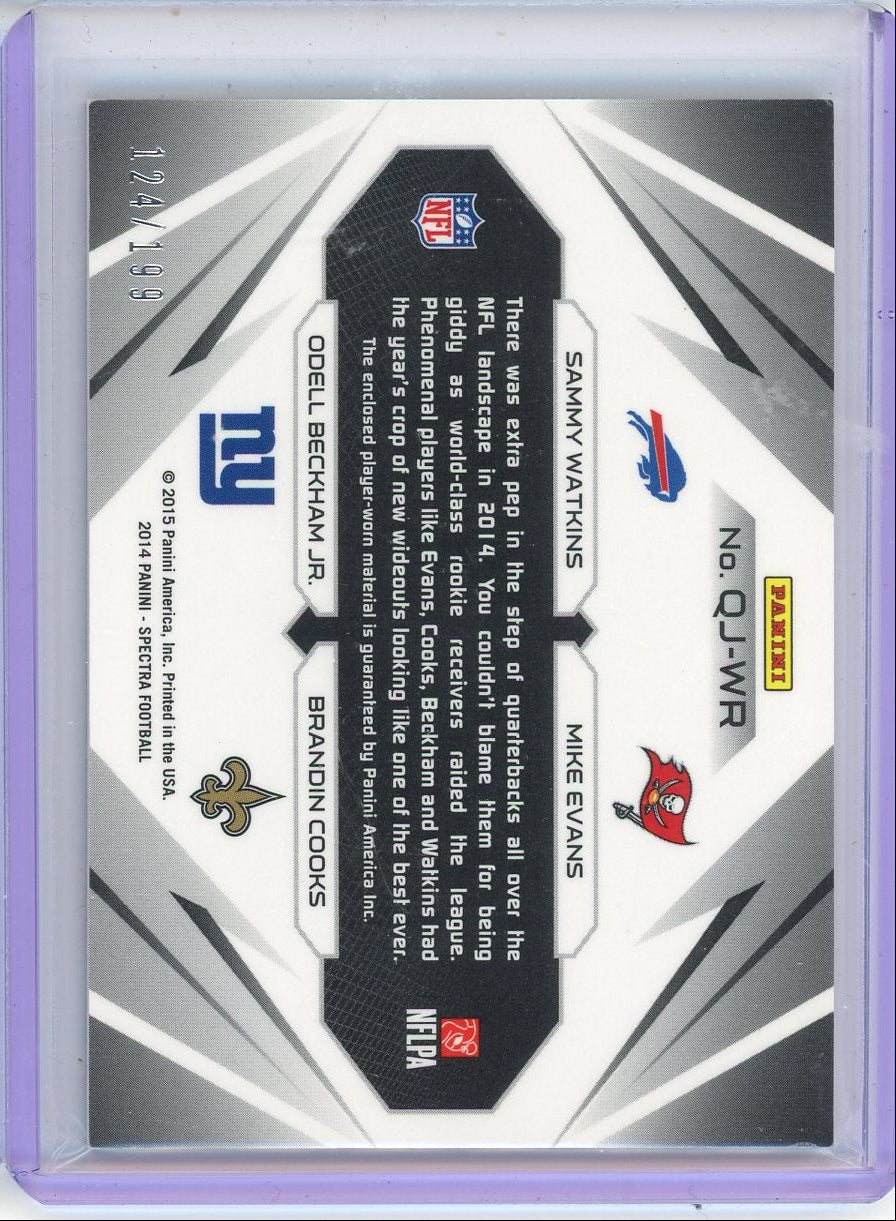 O Beckham Jr. S Watkins M Evans B Cooks 2014 Panini Spectra quad relic #'d 124/199