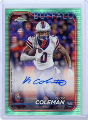 Keon Coleman 2024 Topps Chrome Autograph RC Aqua Sonar #'d 002/119