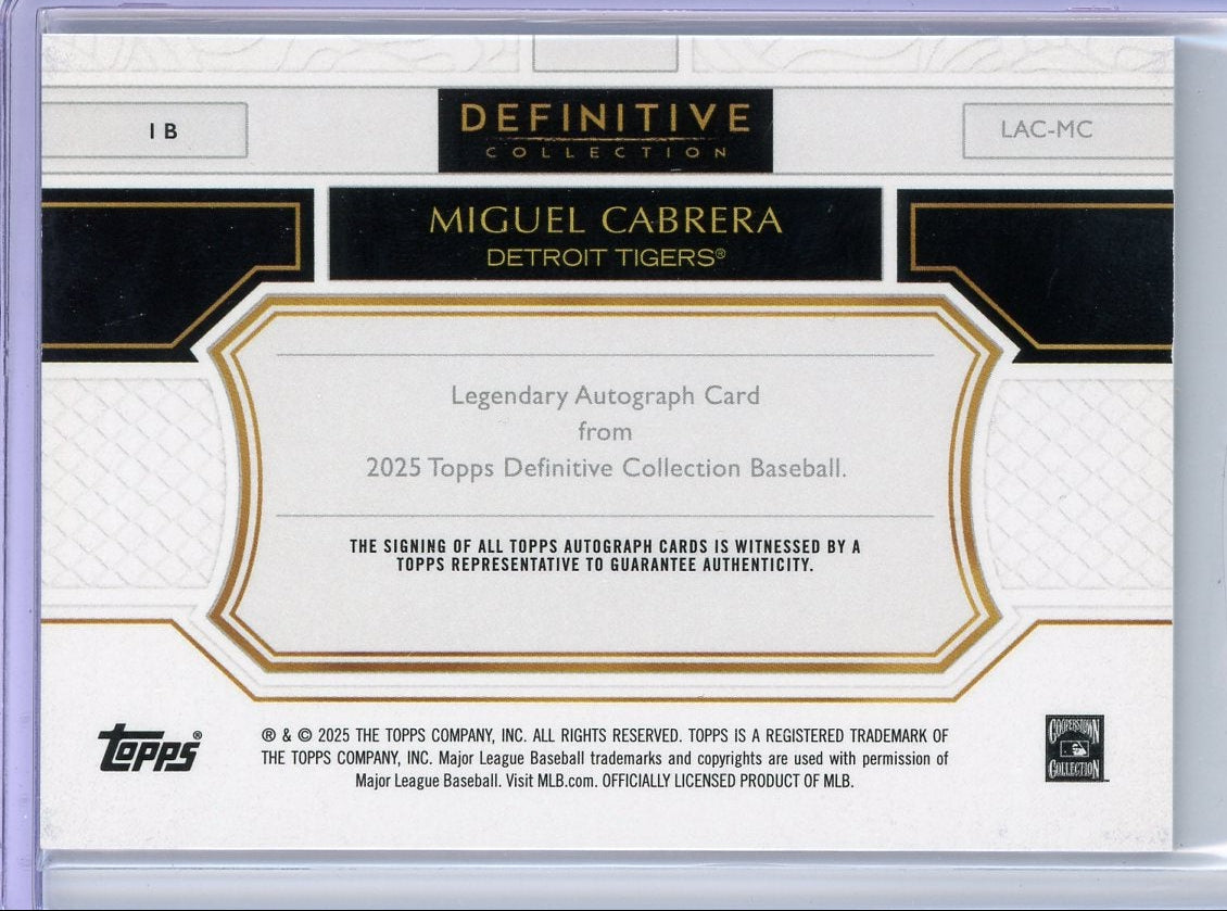 Miguel Cabrera 2025 Topps Definitive Legendary Auto #'d /25