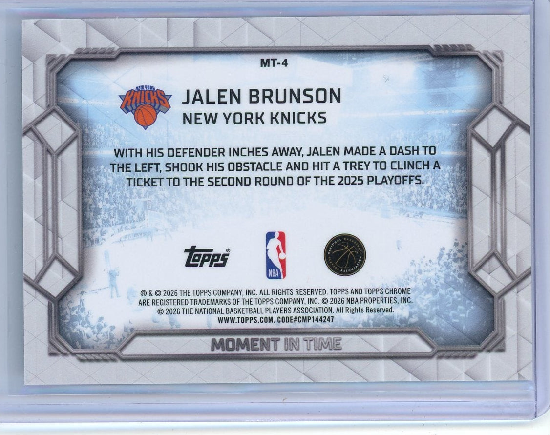 Jalen Brunson 2025-26 Topps Chrome Update "Moment in Time" Geometric Refractor #MT-4