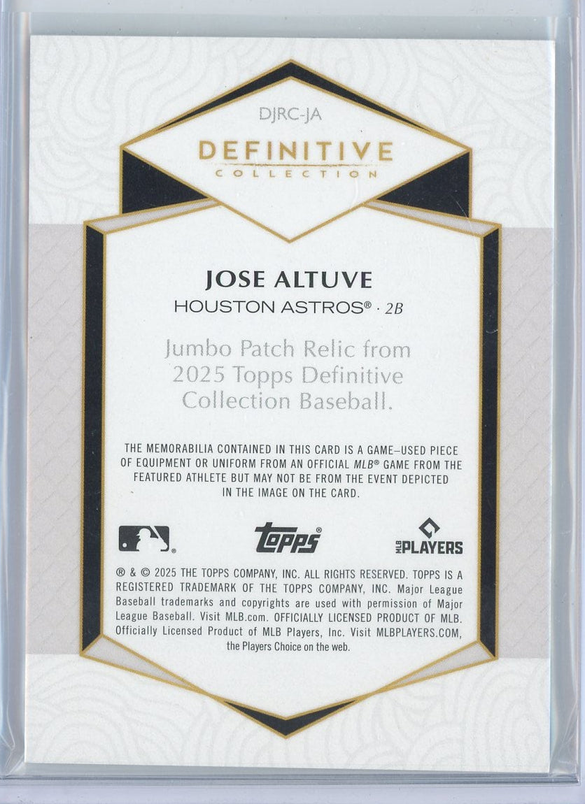 Jose Altuve 2025 Topps Definitive 2-color Jumbo Patch Relic #'d /50