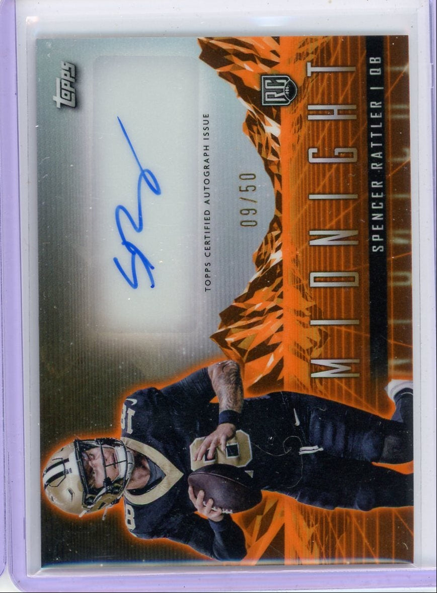 Spencer Rattler 2024 Topps Midnight Rookie Horizon Signatures Auto RC Orange #'d 09/50