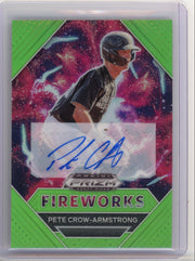 Pete Crow-Armstrong 2020 Panini Prizm Draft Picks Fireworks autograph lime green prizm #'d 13/23