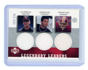 Cal Ripken Jr. Jaromir Jagr Stephen Davis 2002 Upper Deck Legendary Leaders triple relic #'d 205/250