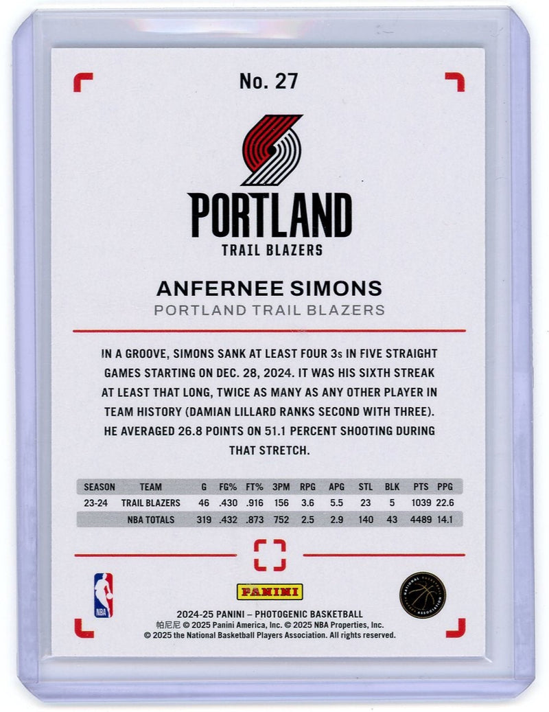 Anfernee Simons 2024-25 Panini Photogenic 