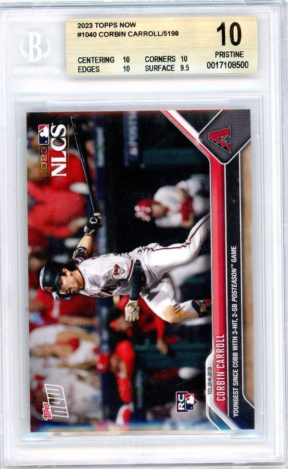 Corbin Carroll 2023 Topps Now #1040 BGS Pristine 10