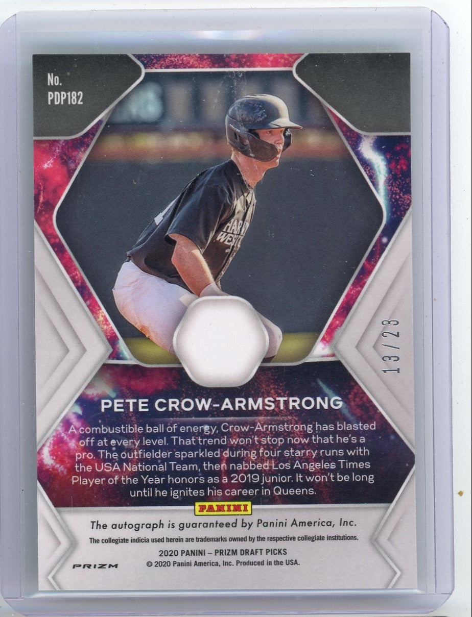 Pete Crow-Armstrong 2020 Panini Prizm Draft Picks Fireworks autograph lime green prizm #'d 13/23