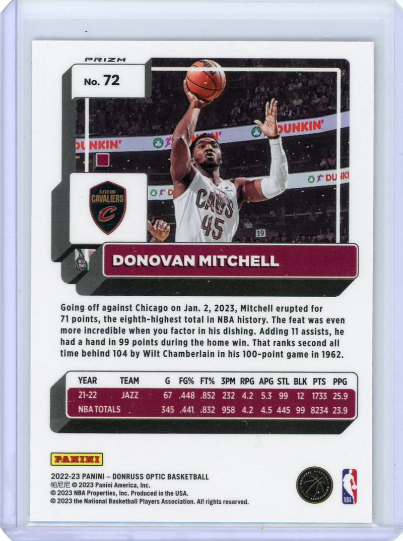Donovan Mitchell 2022-23 Panini Donruss Optic Basketball Emoji prizm