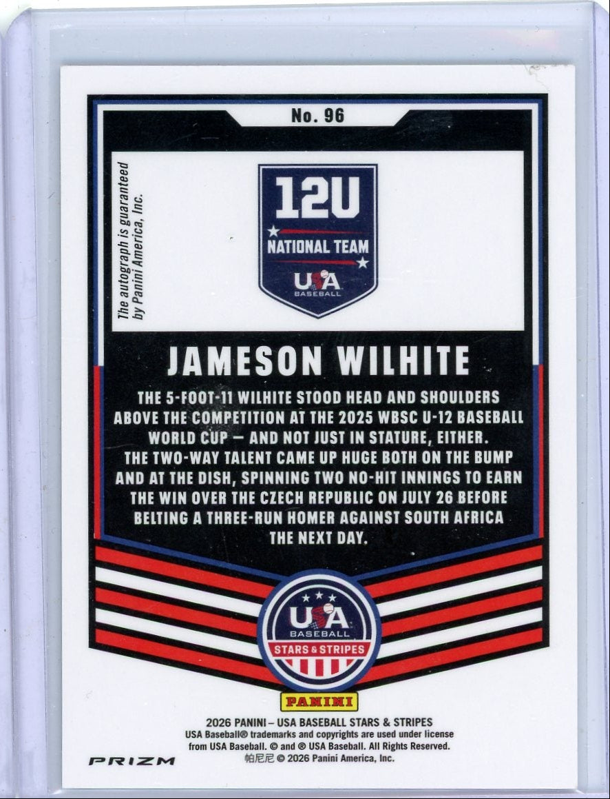 Jameson Wilhite 2026 Panini USA Baseball Stars & Stripes Prizm Auto