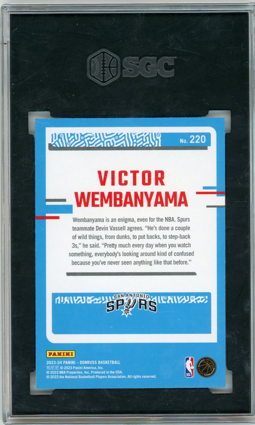 Victor Wembanyama 2023-24 Panini Donruss Rated Rookie SGC 10