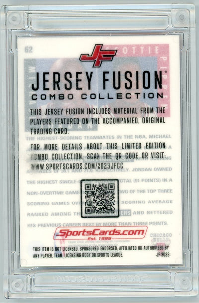 Michael Jordan Scottie Pippen 2023 Jersey Fusion '92 Upper Deck dual game-used jersey relics #'d 78/99